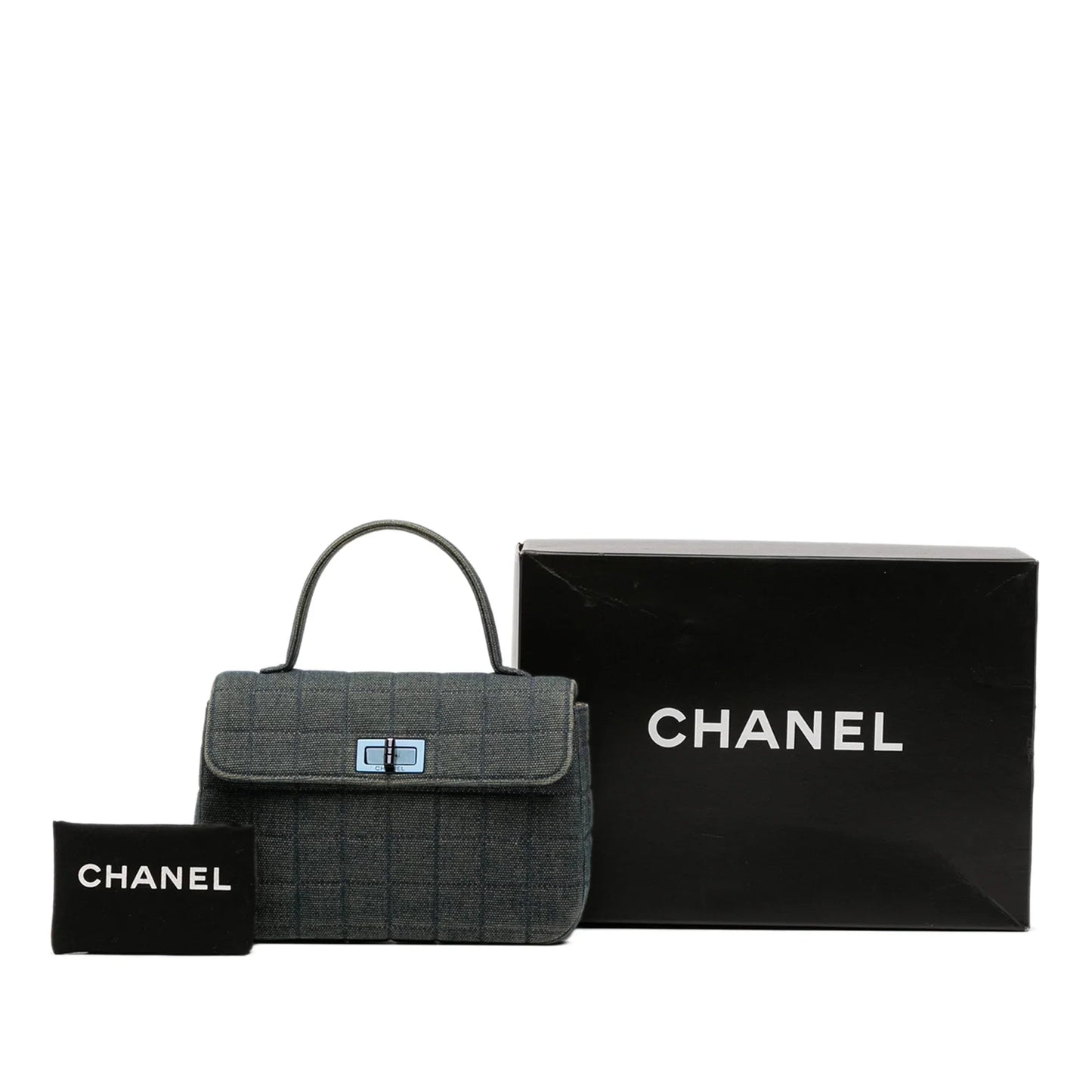 Blue Chanel Reissue 2.55 Chocolate Bar Denim Top Handle Flap Handbag