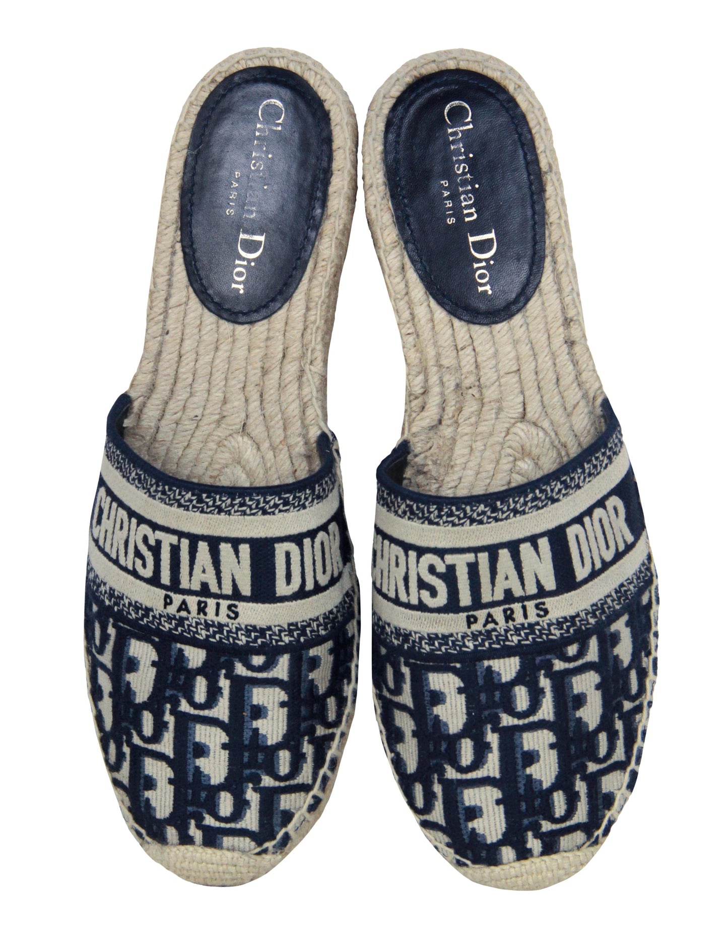 Christian Dior Deep Blue Monogram Oblique Granville Espadrille Mule sz 39.5