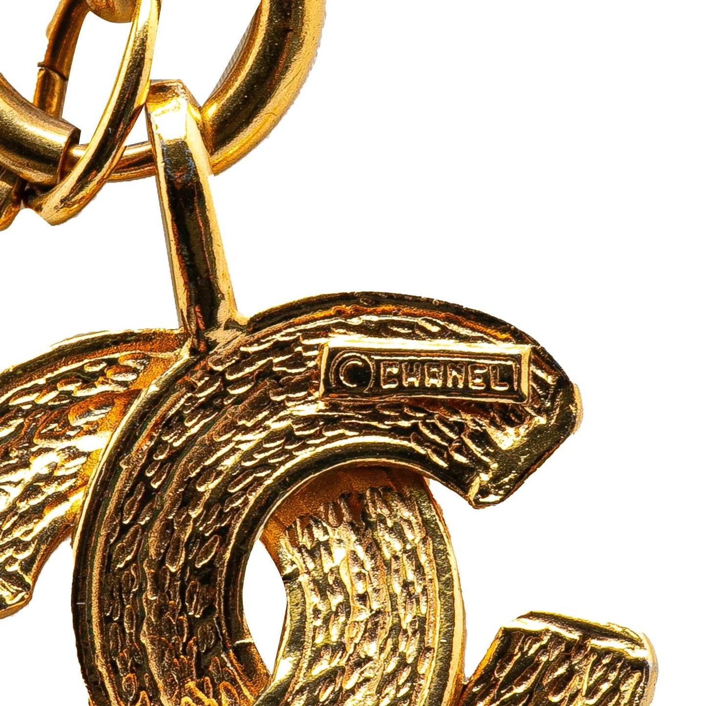 Gold Chanel Gold Plated CC Quilted Pendant Necklace