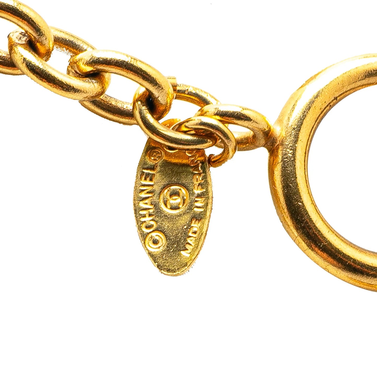 Gold Chanel Gold Plated CC Quilted Pendant Necklace