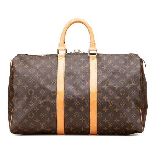 Brown Louis Vuitton Monogram Keepall 45 Travel Bag
