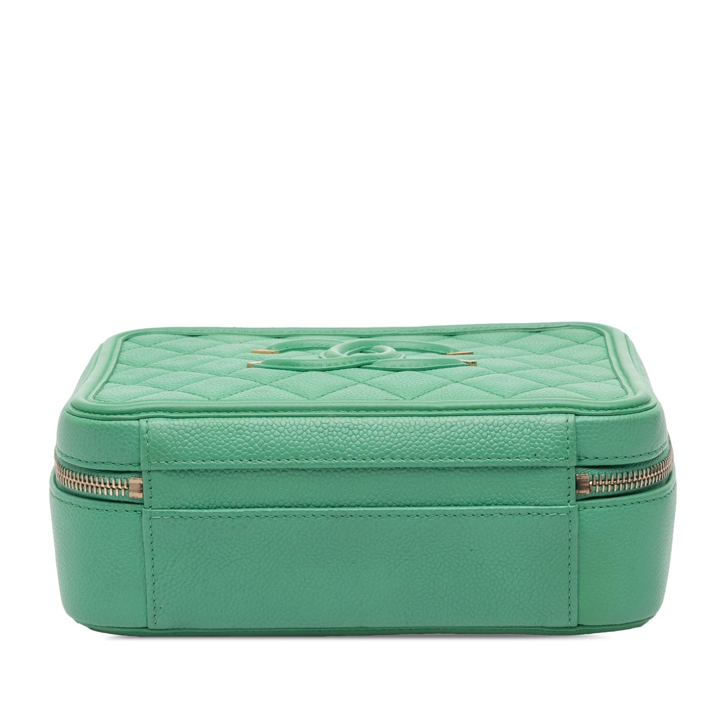 Green Chanel Medium Caviar CC Filigree Vanity Case Satchel