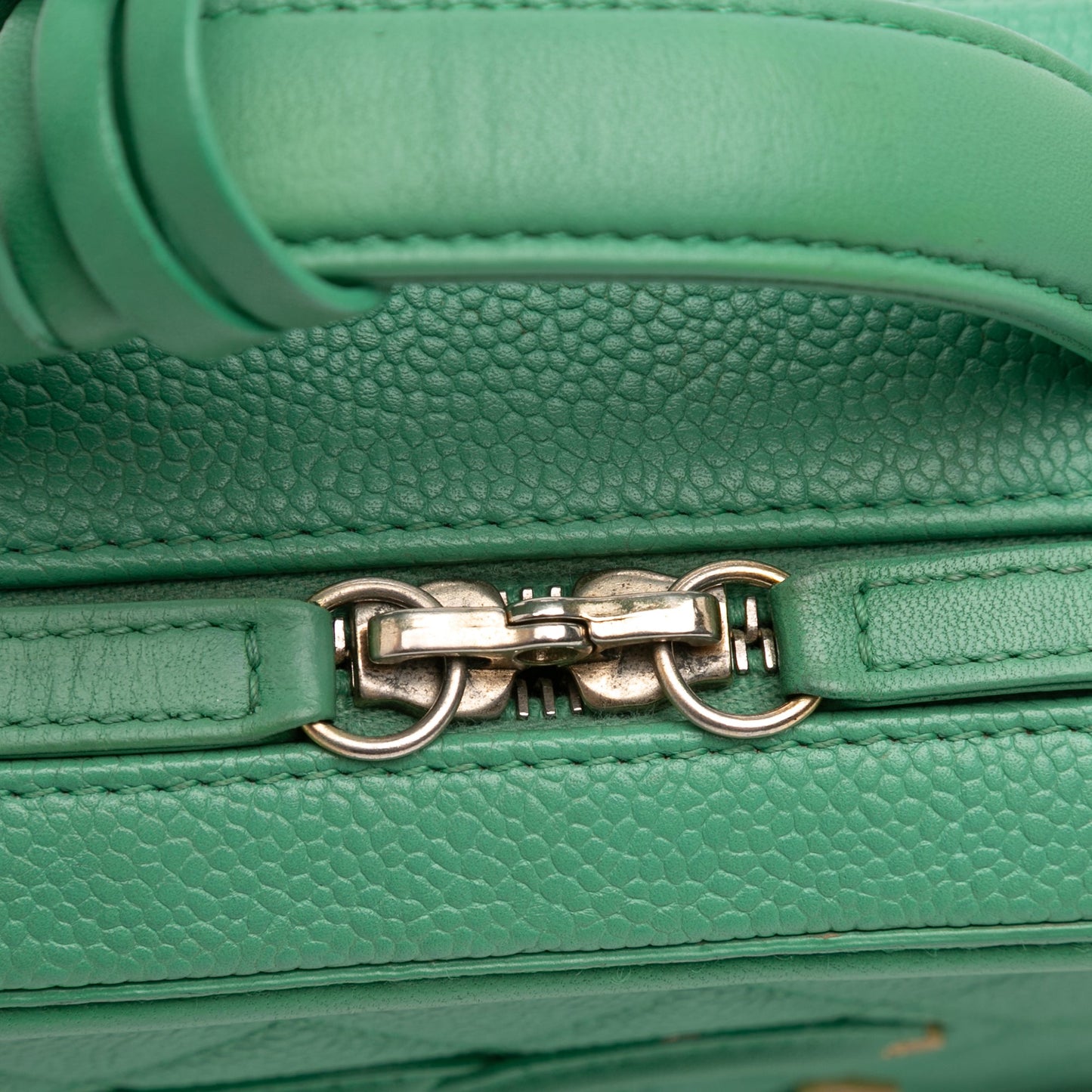 Green Chanel Medium Caviar CC Filigree Vanity Case Satchel