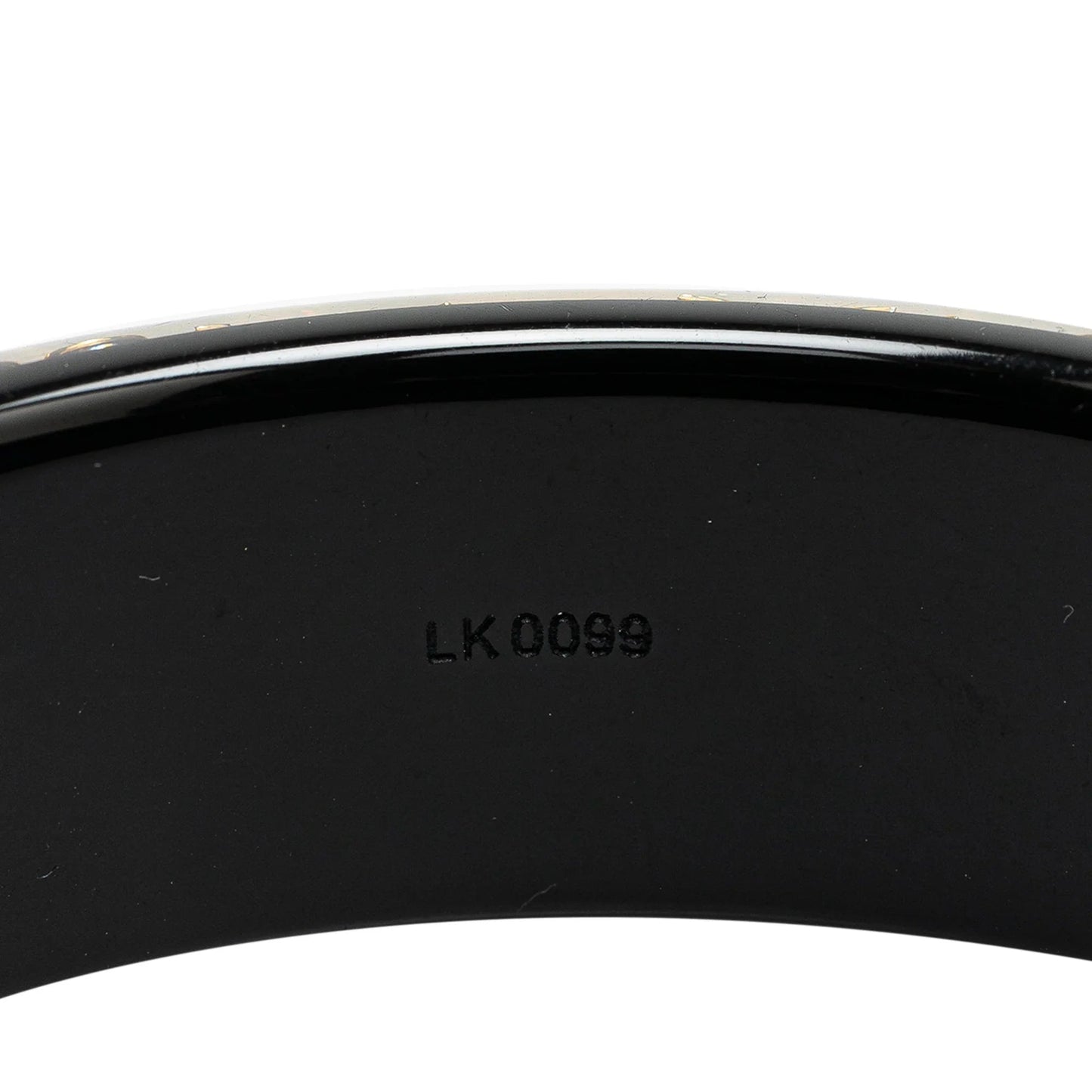 Black Louis Vuitton Wide Monogram Resin Inclusion Bangle Costume Bracelet