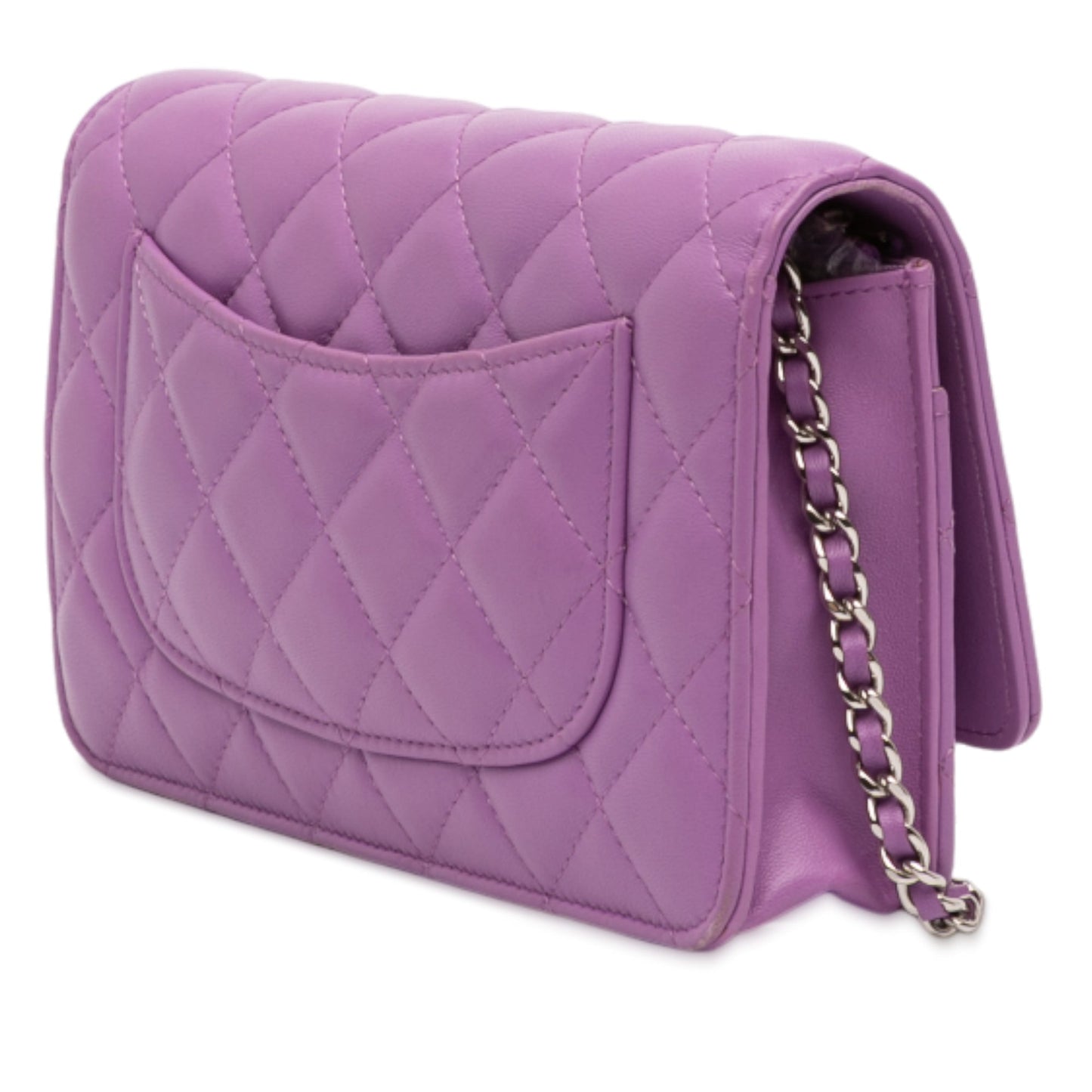 Purple Chanel CC Quilted Lambskin Wallet on Chain Crossbody Bag