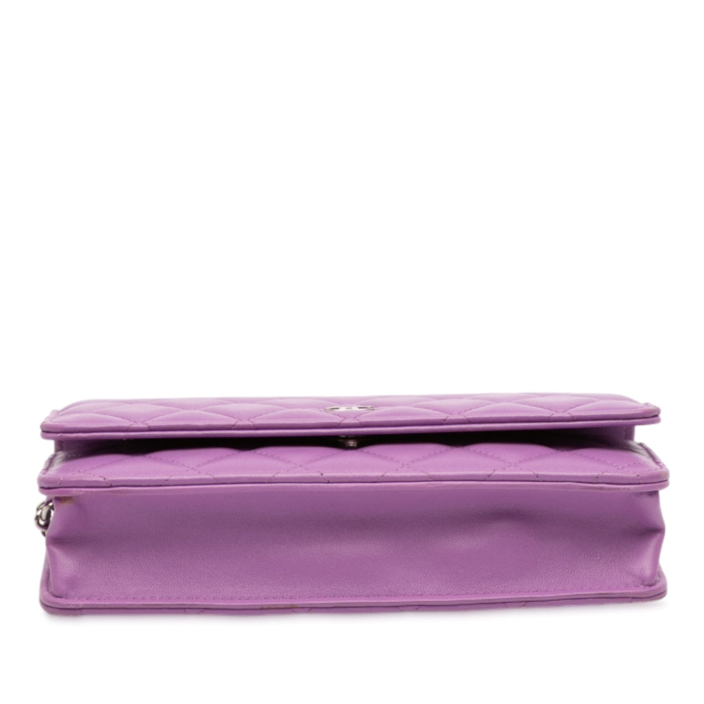 Purple Chanel CC Quilted Lambskin Wallet on Chain Crossbody Bag