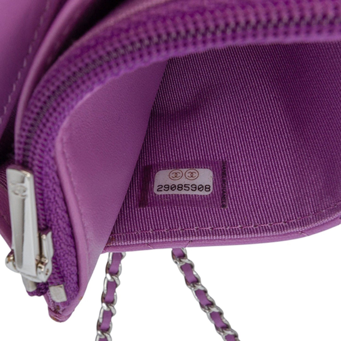 Purple Chanel CC Quilted Lambskin Wallet on Chain Crossbody Bag