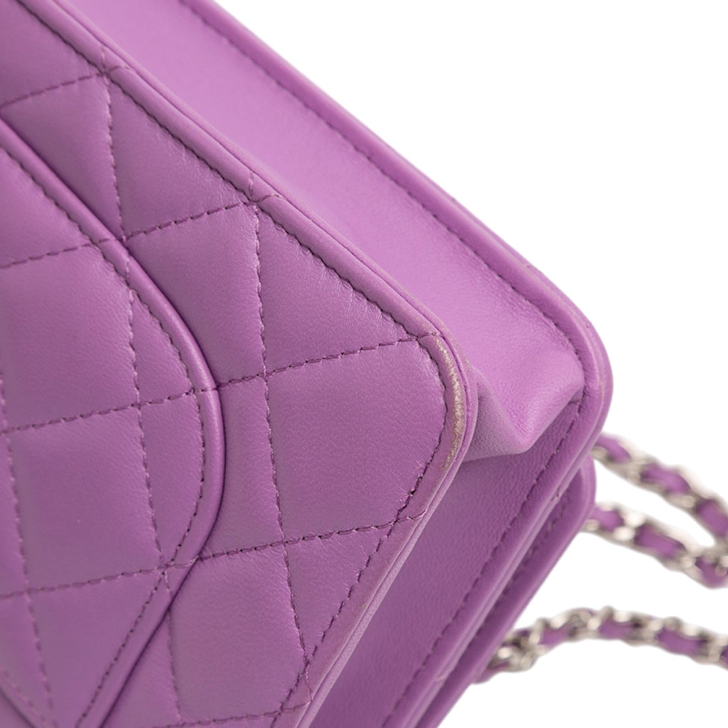 Purple Chanel CC Quilted Lambskin Wallet on Chain Crossbody Bag