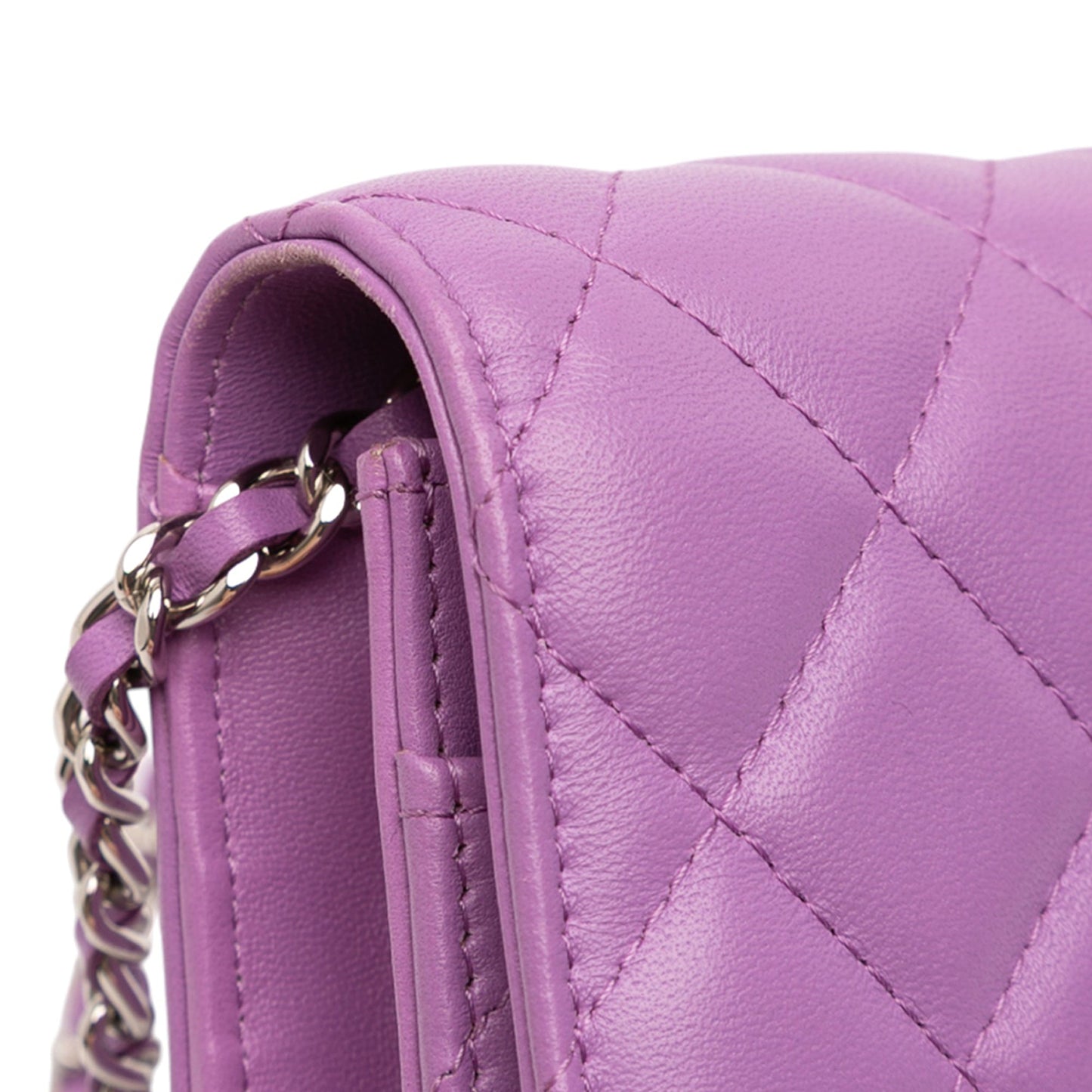 Purple Chanel CC Quilted Lambskin Wallet on Chain Crossbody Bag