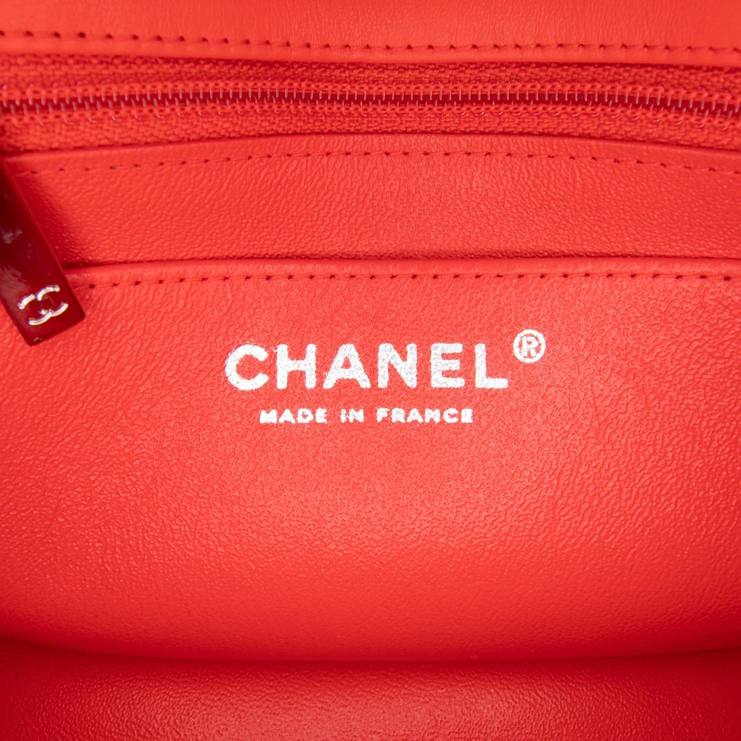 Orange Chanel Mini Square Classic Patent Striped Single Flap Crossbody Bag