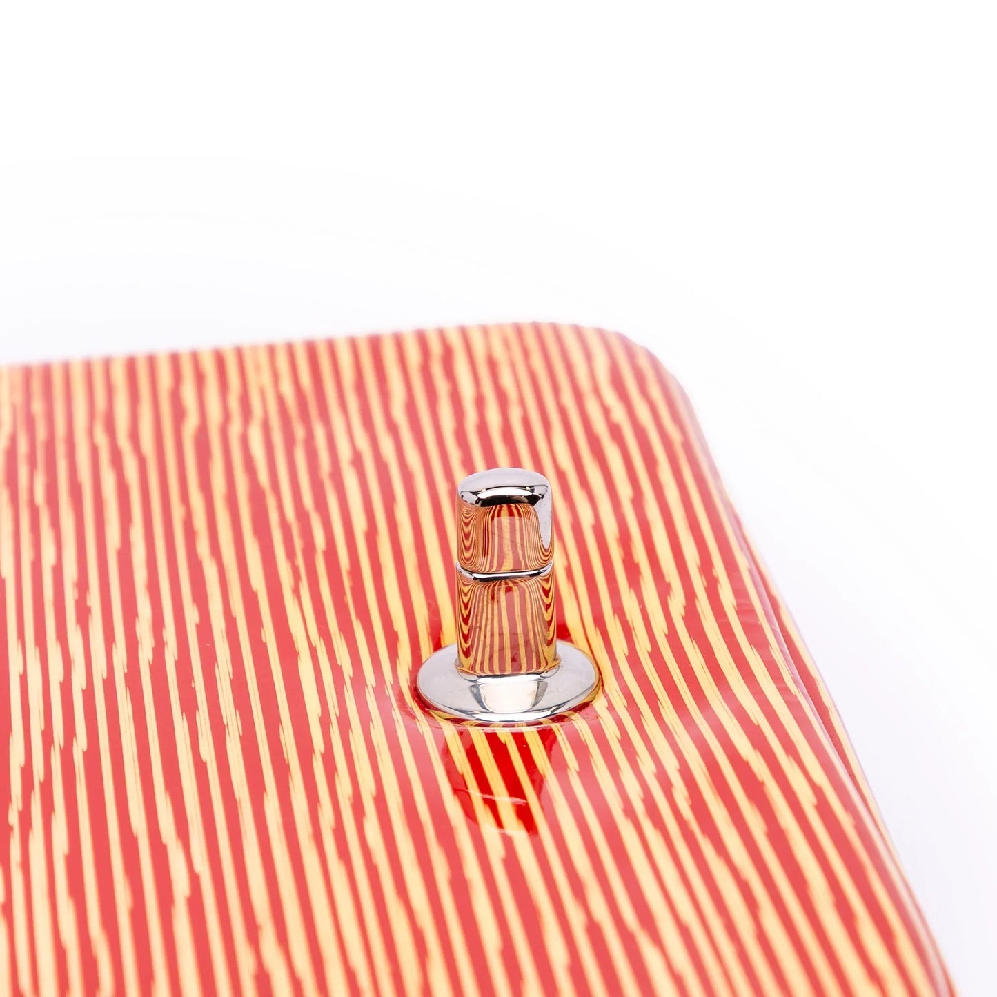 Orange Chanel Mini Square Classic Patent Striped Single Flap Crossbody Bag
