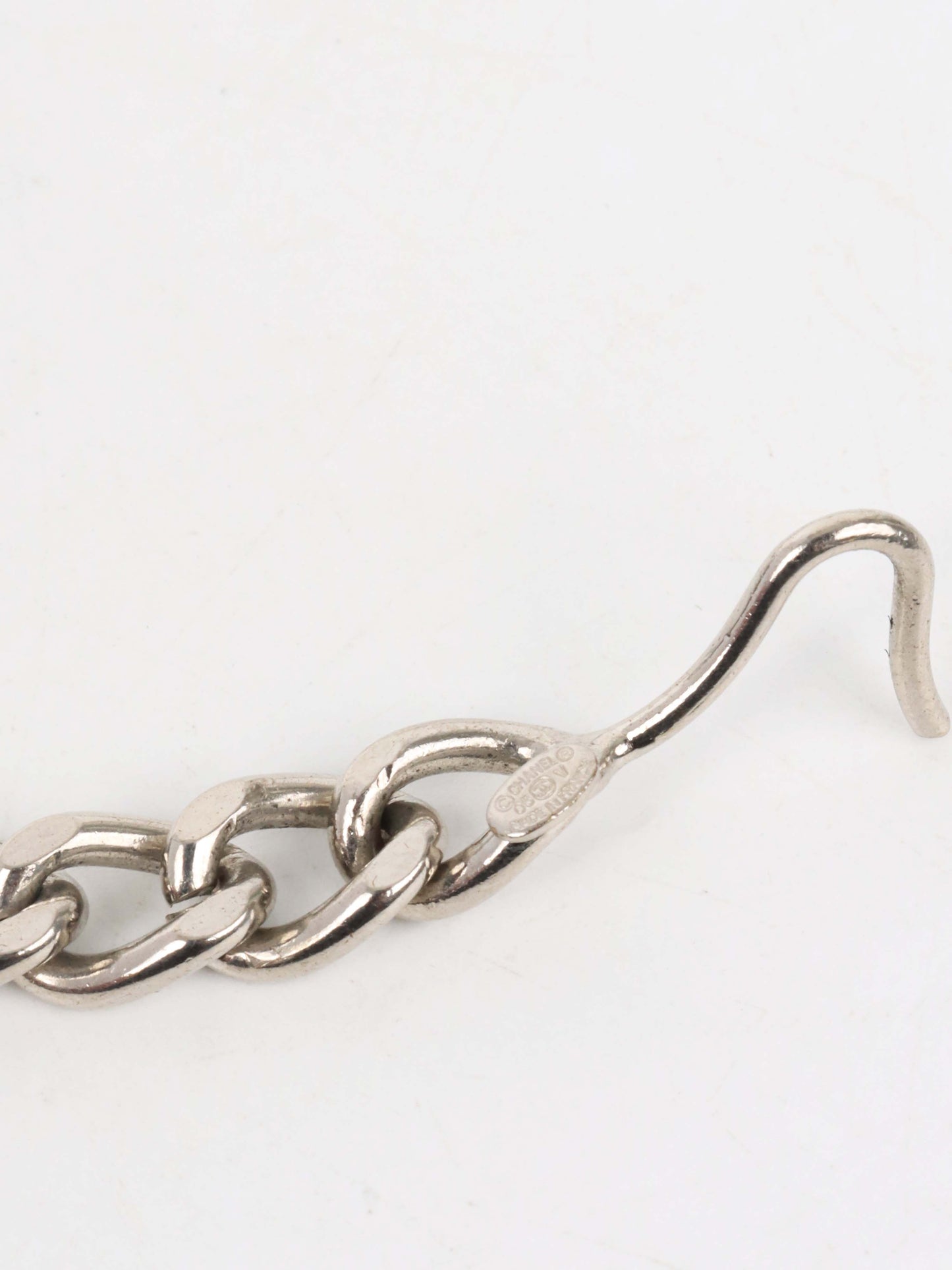 Chanel Silver Logo Lettering Chain Belt.