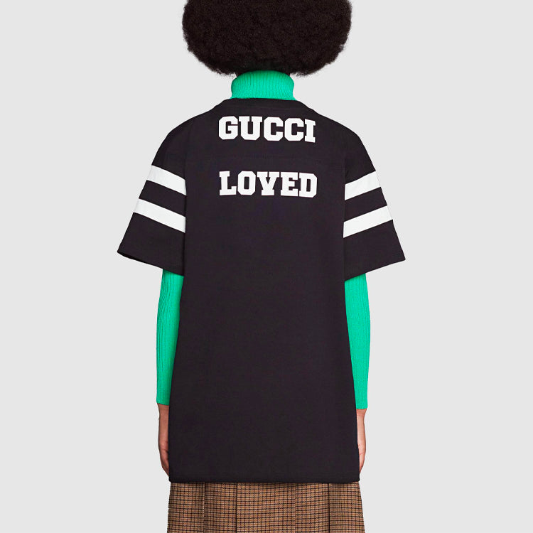 GUCCI SS21 1921 Series Alphabet Printing Casual Short Sleeve Black 660744-XJDKK-1289