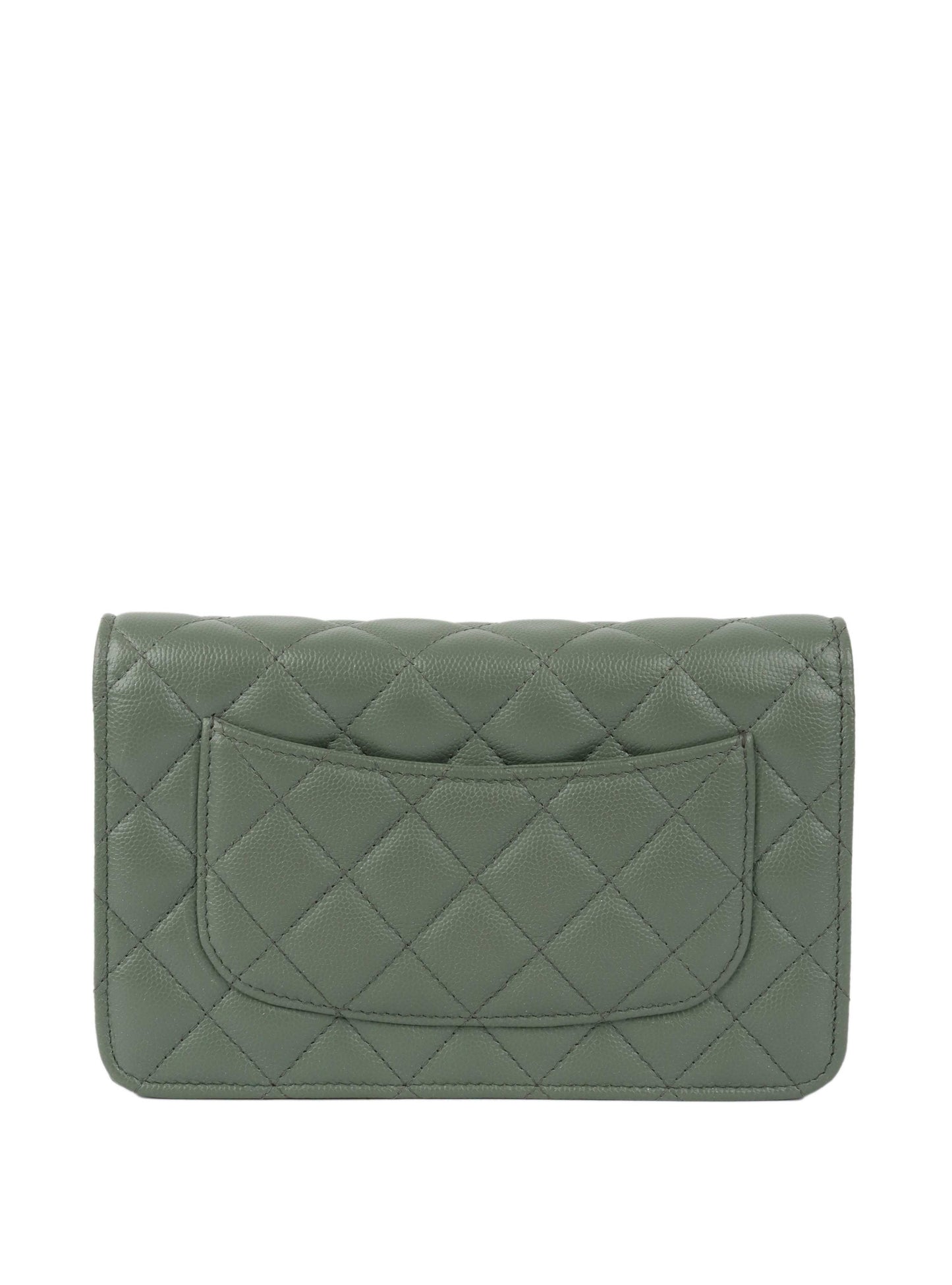 Chanel Green Iridescent Caviar Wallet on Chain.