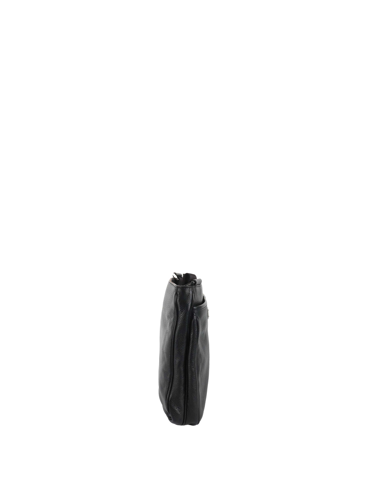 Prada Black Leather Messenger Bag.