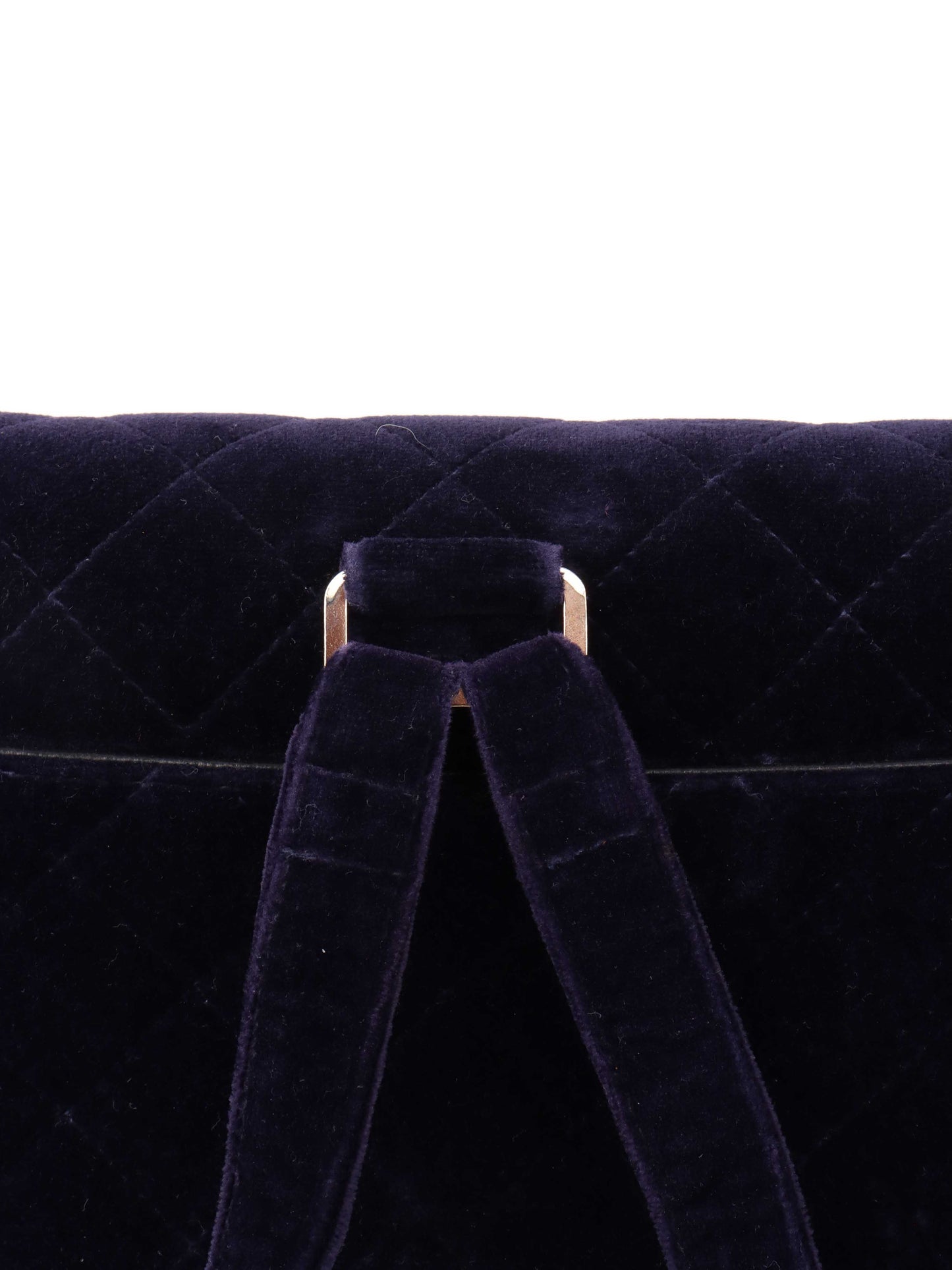 Chanel   Navy Velvet Classic Flap Backpack.