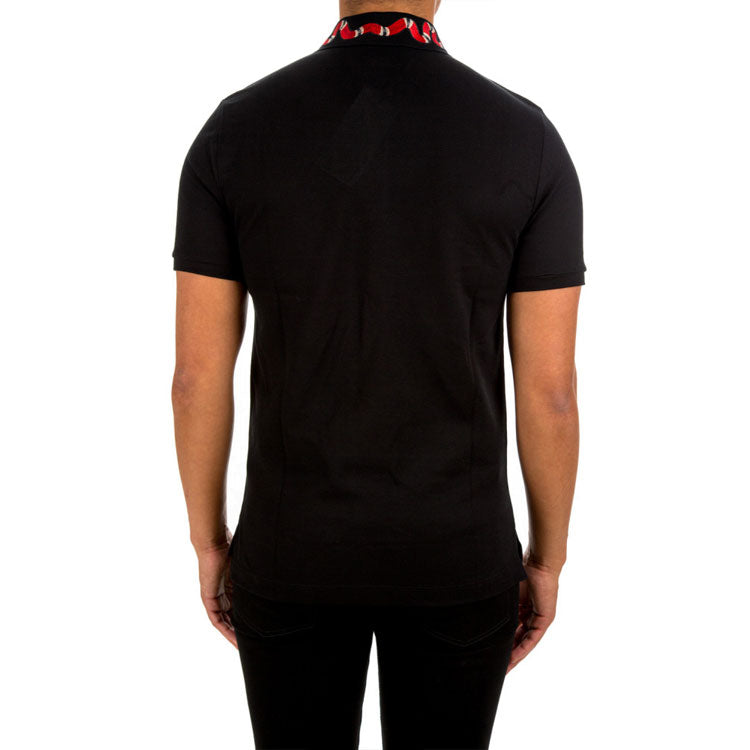 GUCCI Men's Coral Snake Embroidered Polo Shirt Black 408323-X7332-1410