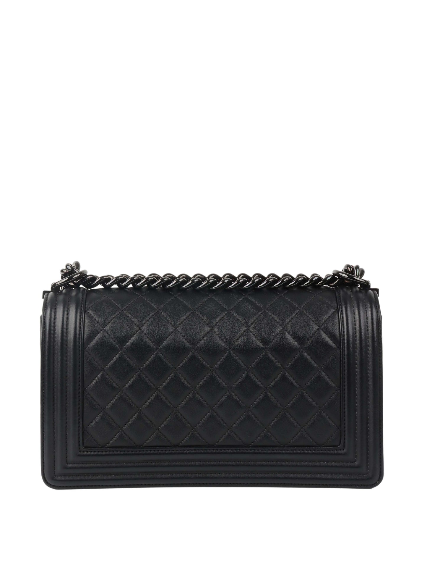 Chanel So Black Medium Lambskin Boy Bag.