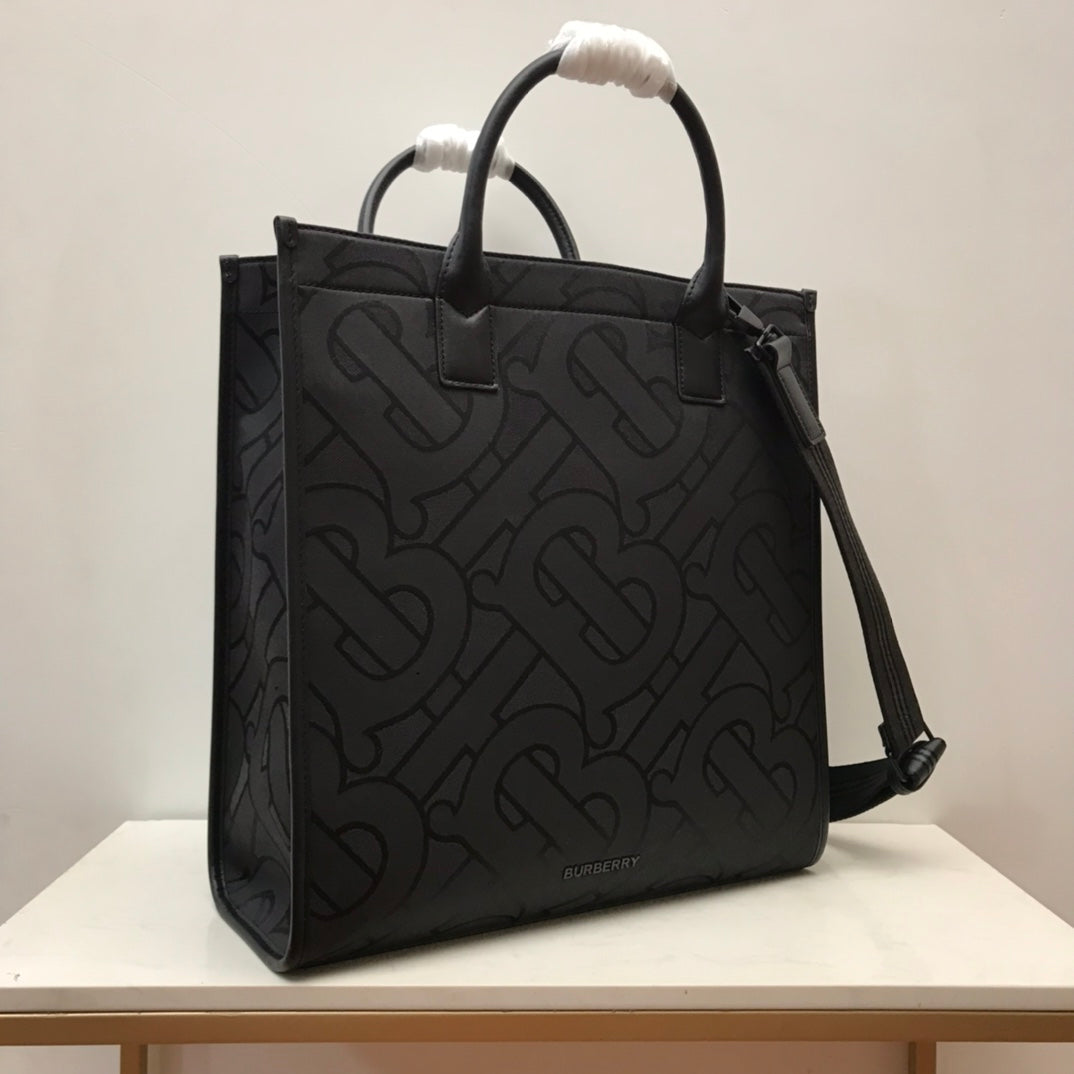 Top Quality Monogram Recycled Polyester Jacquard Tote Black For Women, Bags 14.8in/37.5cm