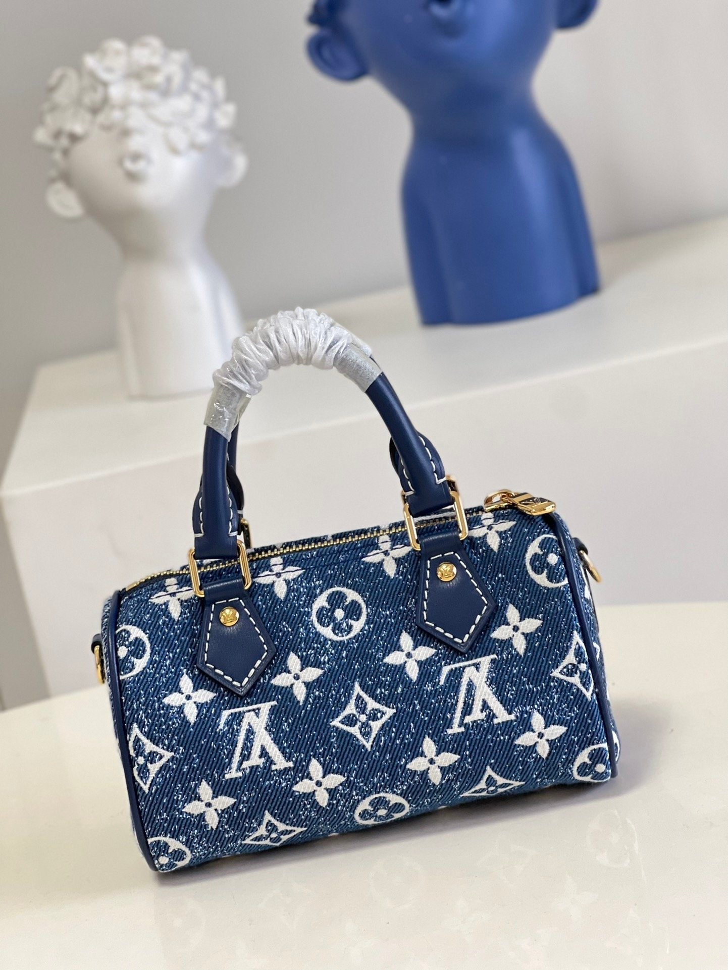 Top Quality Nano Speedy Monogram Jacquard Denim Blue For Women, WoBags 6.3in/16cm Top Quality M81168