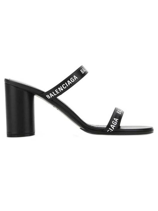 Luxury Balenciaga Trending 2025 WoMen's Leather Logo Round Sandal Heels Black