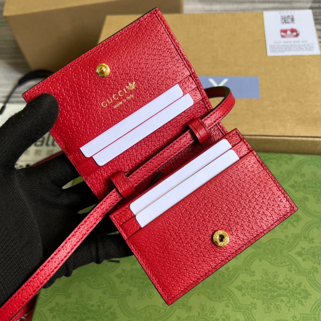 gg x Adidas Card Case With Horsebit Red For Women, Women’s Bags 4in/11cm gg‎