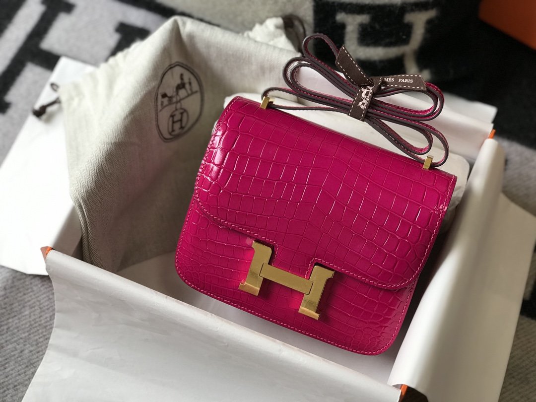 Top Quality Mini ConstanTop Quality Bag Pink For Women Gold Color Hardware 7.1in/18cm