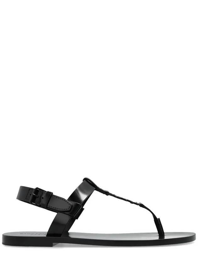 Luxury Saint Laurent Trending 2025 Cassandre Flip Flops Black