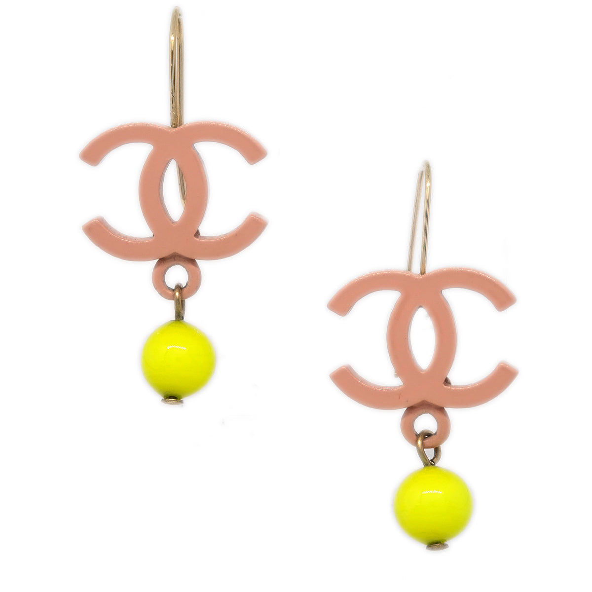 Chanel Dangle Piercing Earrings Pink 03S