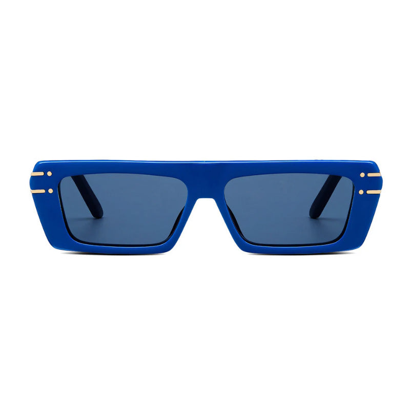 Dior Sunglasses Rectangle Full Rim, Shiny Solid White Frame and Blue Lens DIORSIGNATURES2U50B0