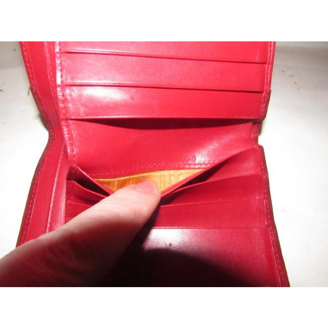 Gucci Red Suede & Leather Wallet With Gold Horse-bit