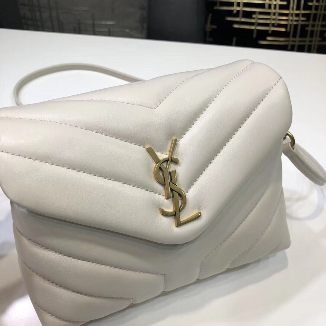 Top Quality Loulou Mini Shoulder Bag White For Women 7in/18cm YSL