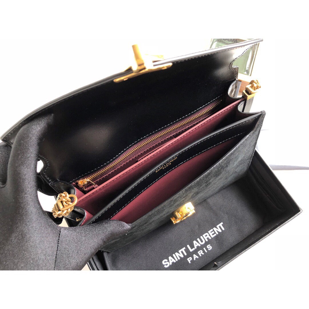 YSSL Cassandra Medium Chain Bag Black For Women 8in/22cm YSL 5327500SX0W1000