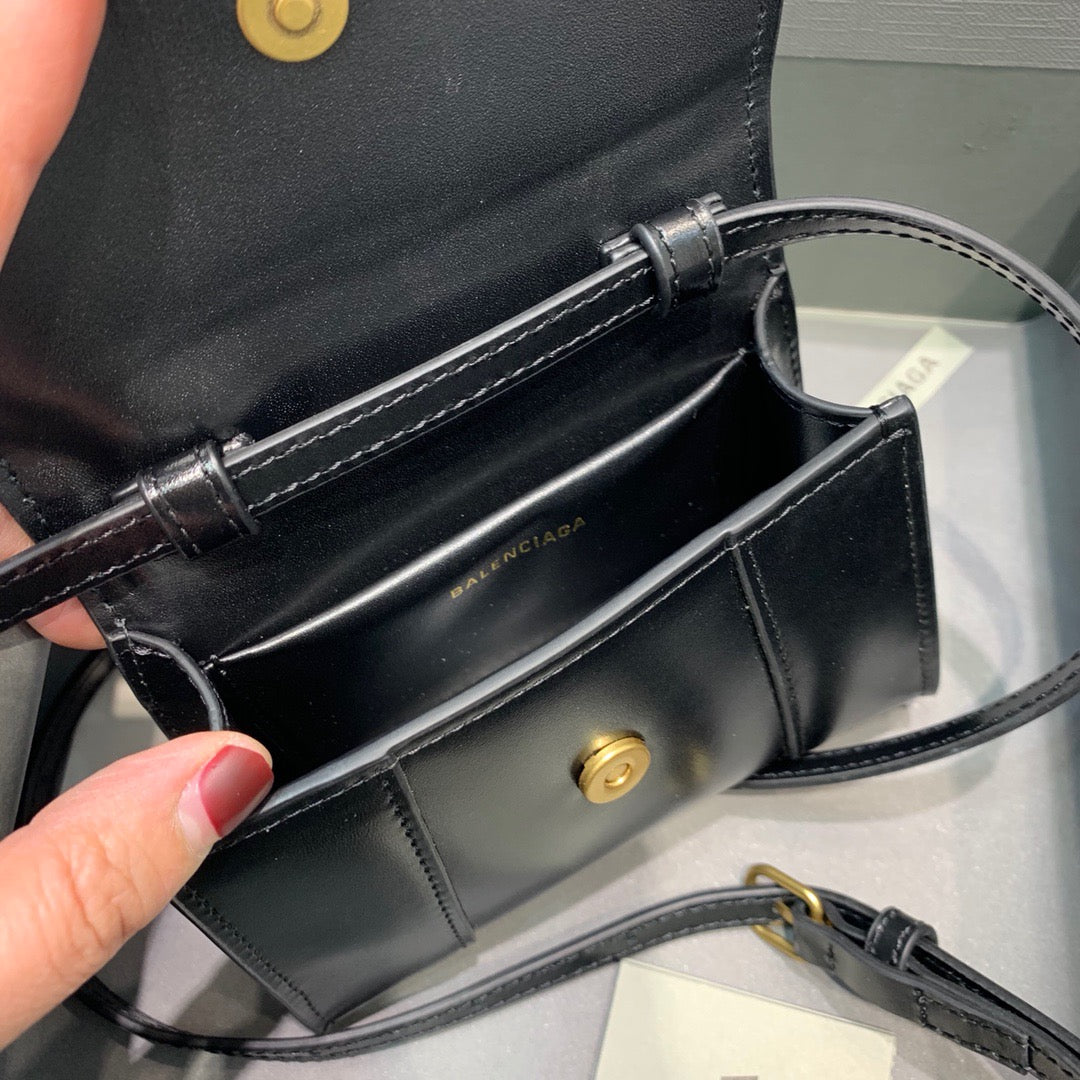 Top Quality Hourglass Mini Handbag In Black, For Women,  Bags 4.7in/12cm