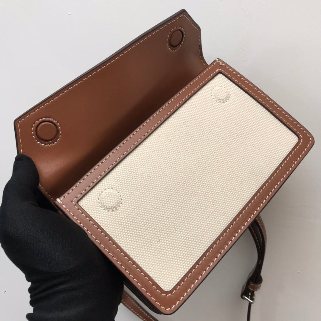 Top Quality Mini Horseferry Print Title Bag With Pocket Detail Malt Brown For Women, Bags 7.5in/19cm 80146111