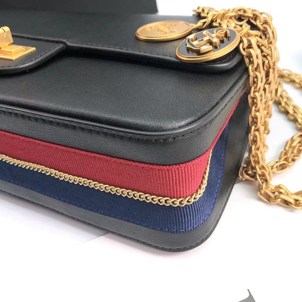 CHLMaroon Medallion Nude Reissue 2.55 Classic 225 Flap Black Bag For Women 24cm/9in