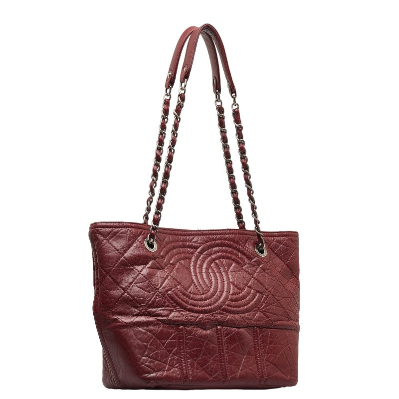 Chanel Big Coca-Cola Chain Tote Bag Wine Red  Leather  Chanel