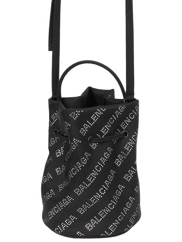 Luxury Balenciaga Trending 2025 Crystal Logo Allover Mini Cross Bag Black
