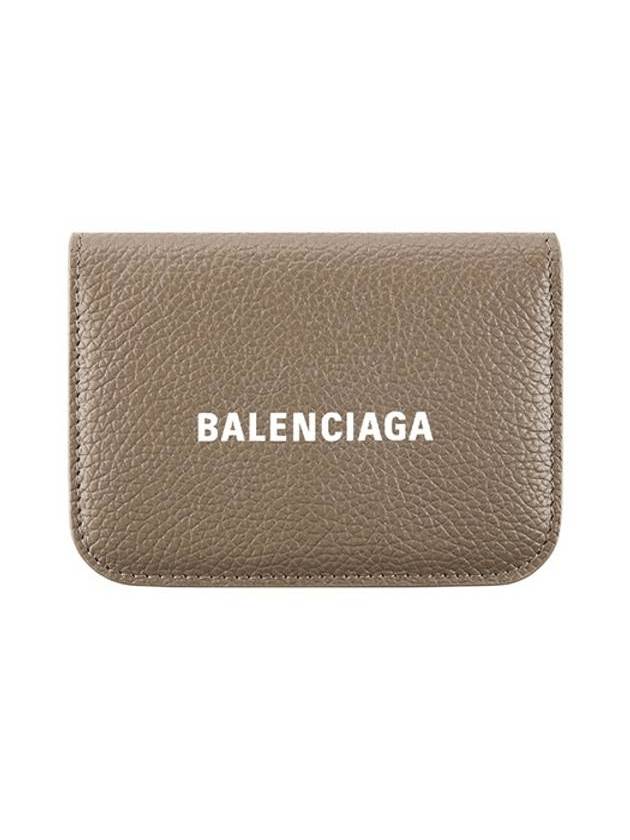 Luxury Balenciaga Trending 2025 Logo Tripold Leather Half-Wallet Brown