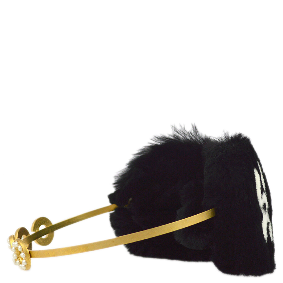 Chanel Black Artificial Pearl Earmuffs 01A Small Good