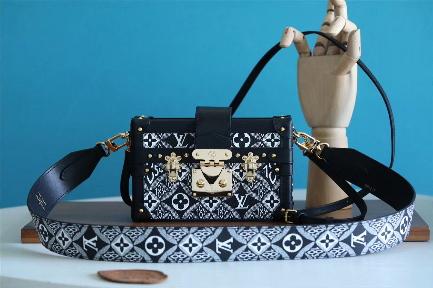 Top Quality Petite Malle Jacquard Since 1854 Black For Women, Womens Handbags, Shoulder Bags And Crossbody Bags 7.5in/19cm Top Quality