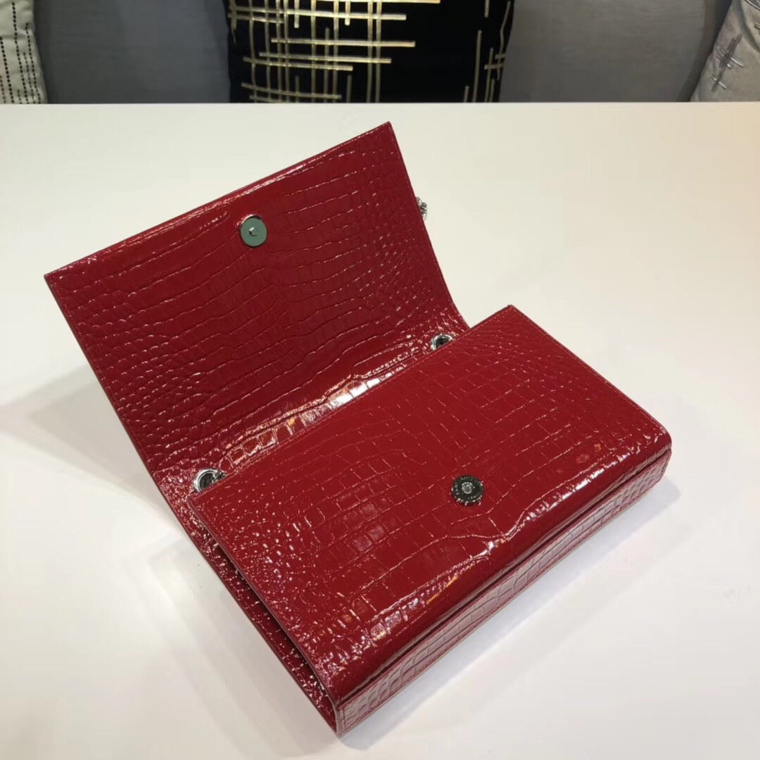Top Quality Kate Small Chain Bag With Tassel In Embossed Burgundy For Women 7.8in/20cm YSL 