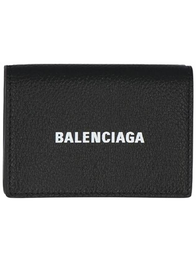 Luxury Balenciaga Trending 2025 Logo Print Tri-Fold Half Wallet Black