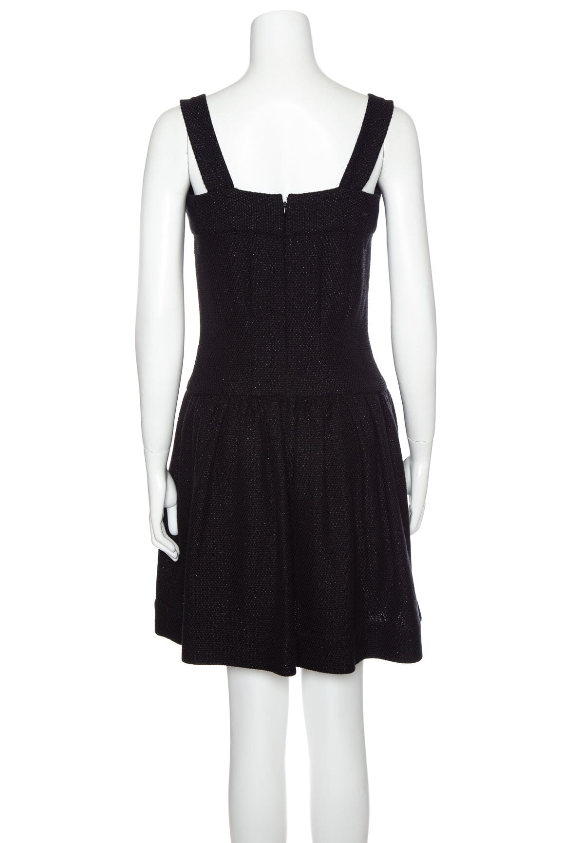 Chanel 2024/25 Black Glitter Tweed Mini Dress SZ 36