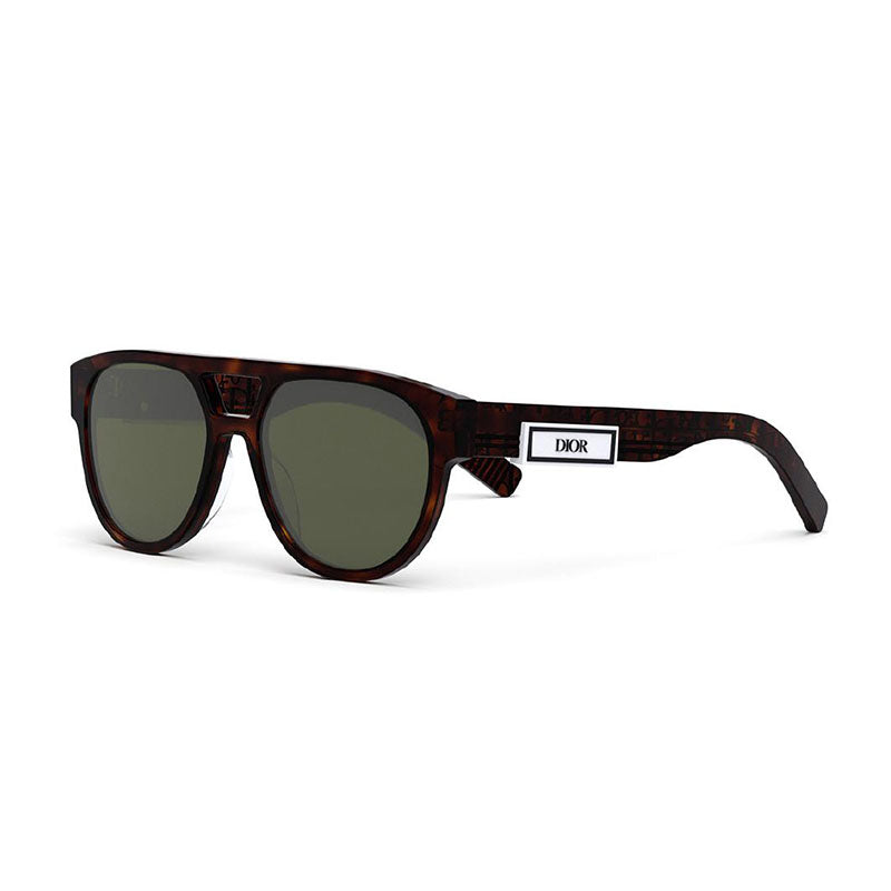 Dior Sunglasses Square Full Rim, Shiny Red Havana Frame and Green Lens DIORB23R1I20C0