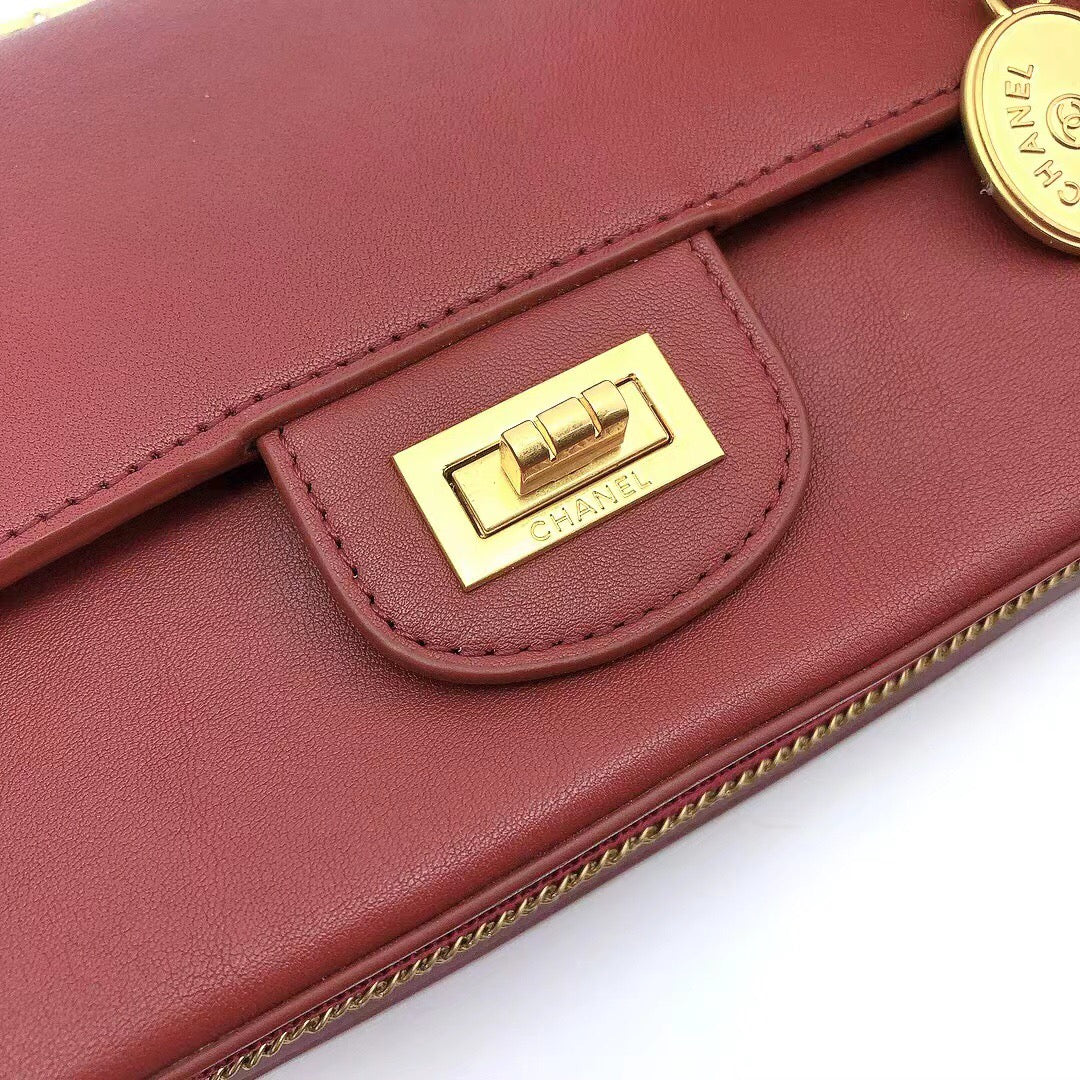 CHLMaroon Medallion Nude Reissue 2.55 Classic 225 Flap Red Bag For Women 24cm/9in