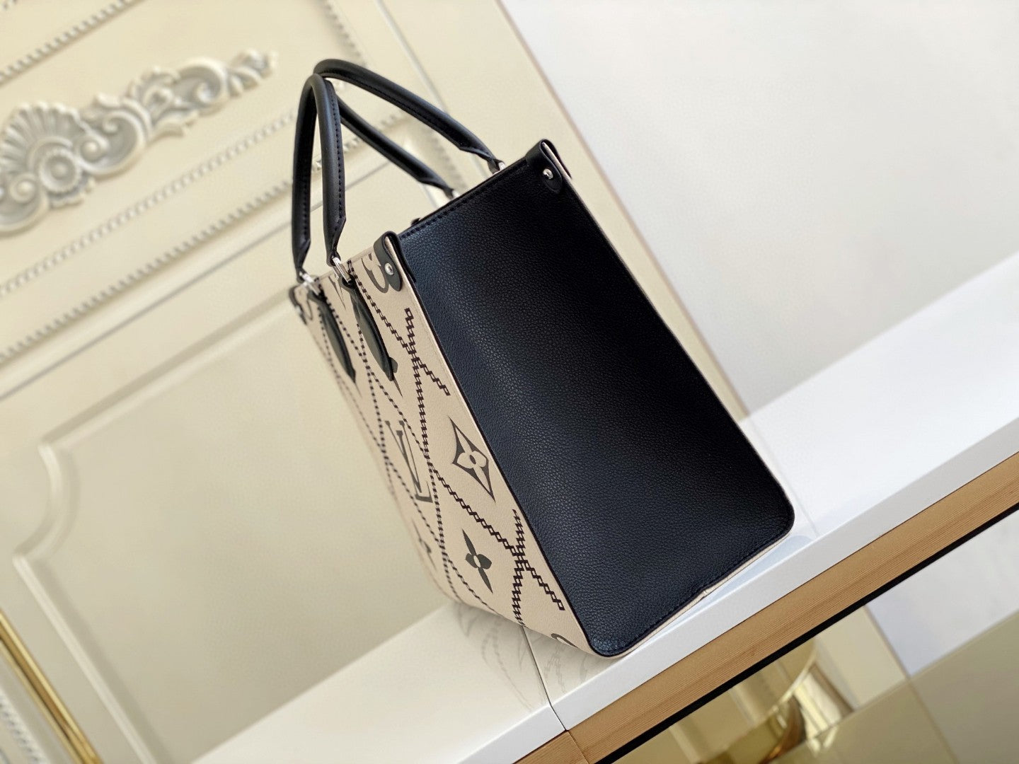 Top Quality Onthego MM Tote Bag Monogram Empreinte Crème Beige For Women, Women Handbags, Shoulder Bags And Crossbody Bags 13.8in/35cm Top Quality M46016