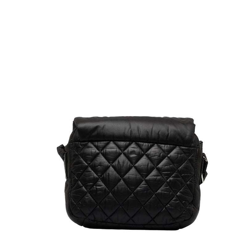 Chanel Coconut Mattress mall Messenger Slipper Shoulder Bag A48616 Black Nylon  CHANEL