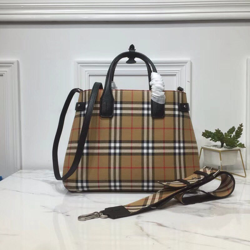 Top Quality Ho Check Derby Medium Banner Purse Tote Black For Women, Womenâs Bags 14in/35cm