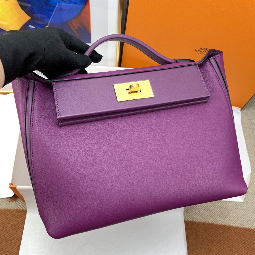 Top Quality 24/24 Clemence Swift Purple For Women, Handbags, Shoulder Bags 11.4in/29cm